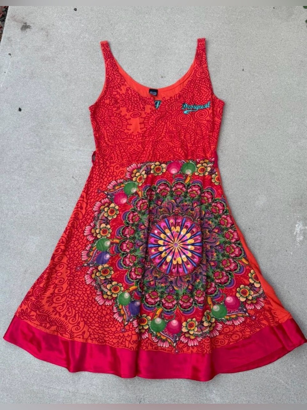 Desigual Red Floral Mandala Mini Dress